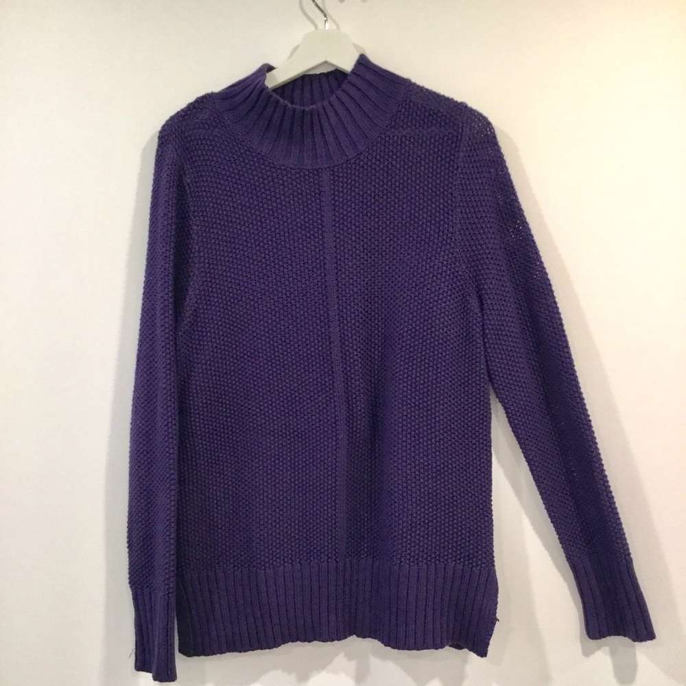 Northern Reflections Women's Purple Knit Comfy Mockneck Sweater Sz L Flawed